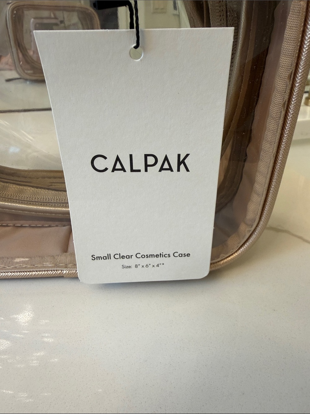 Calpak Clear Travel Cosmetic Case with Rose Gold Trim-small - Picture 2 of 5